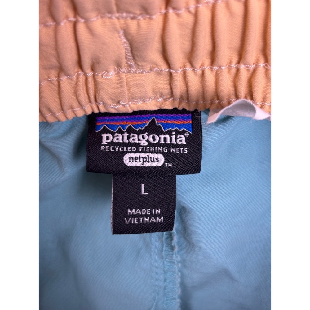 Patagonia Kids Baggies Shorts Blue Peach Recycled Nylon Size L Large 4017 - Picture 6 of 7
